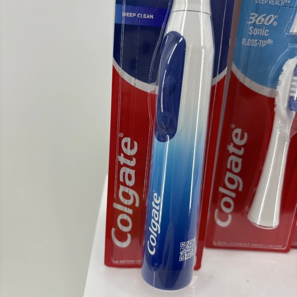 Colgate 360 Power Deep Clean Toothbrush & 6 Sonic Floss-Tip Brush Rep Heads Soft